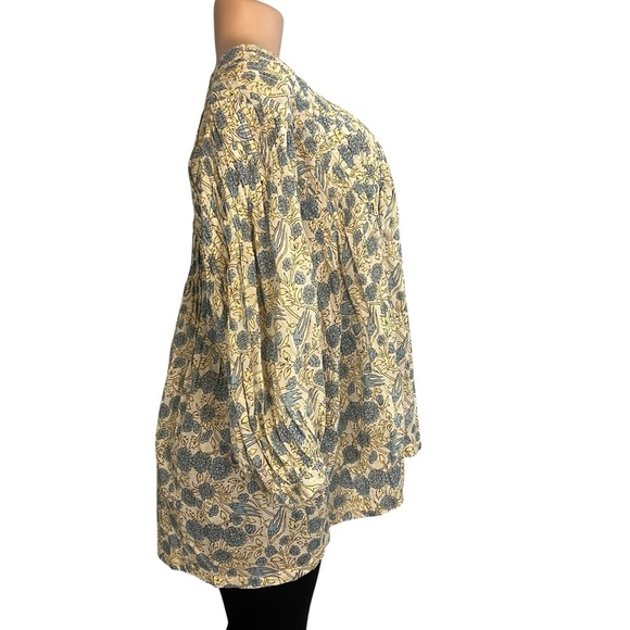 3/$30 🍂 Dolma Alya Floral Top Tunic Cotton Blue & Cream - Picture 4 of 10